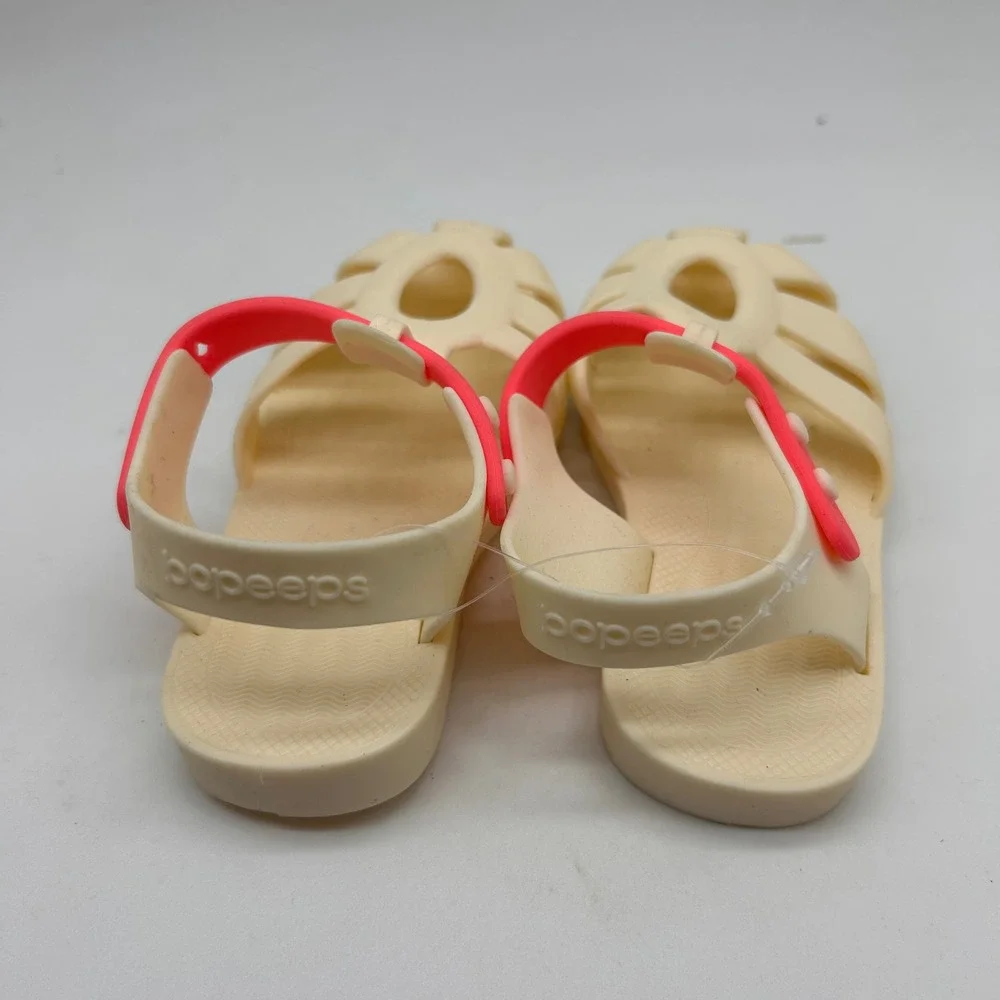 Bopeeps Girls Jelly Sandals Cream Pink Cage Rubber Shoes Toddler Size 8 US